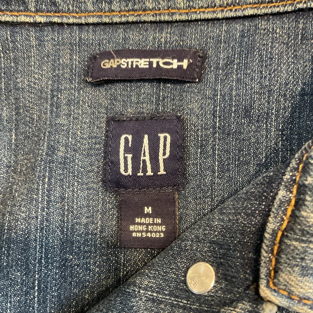 Gap Jean Jacket Womens M Blue Denim Trucker Vintage 2004 Stretch - Picture 10 of 11
